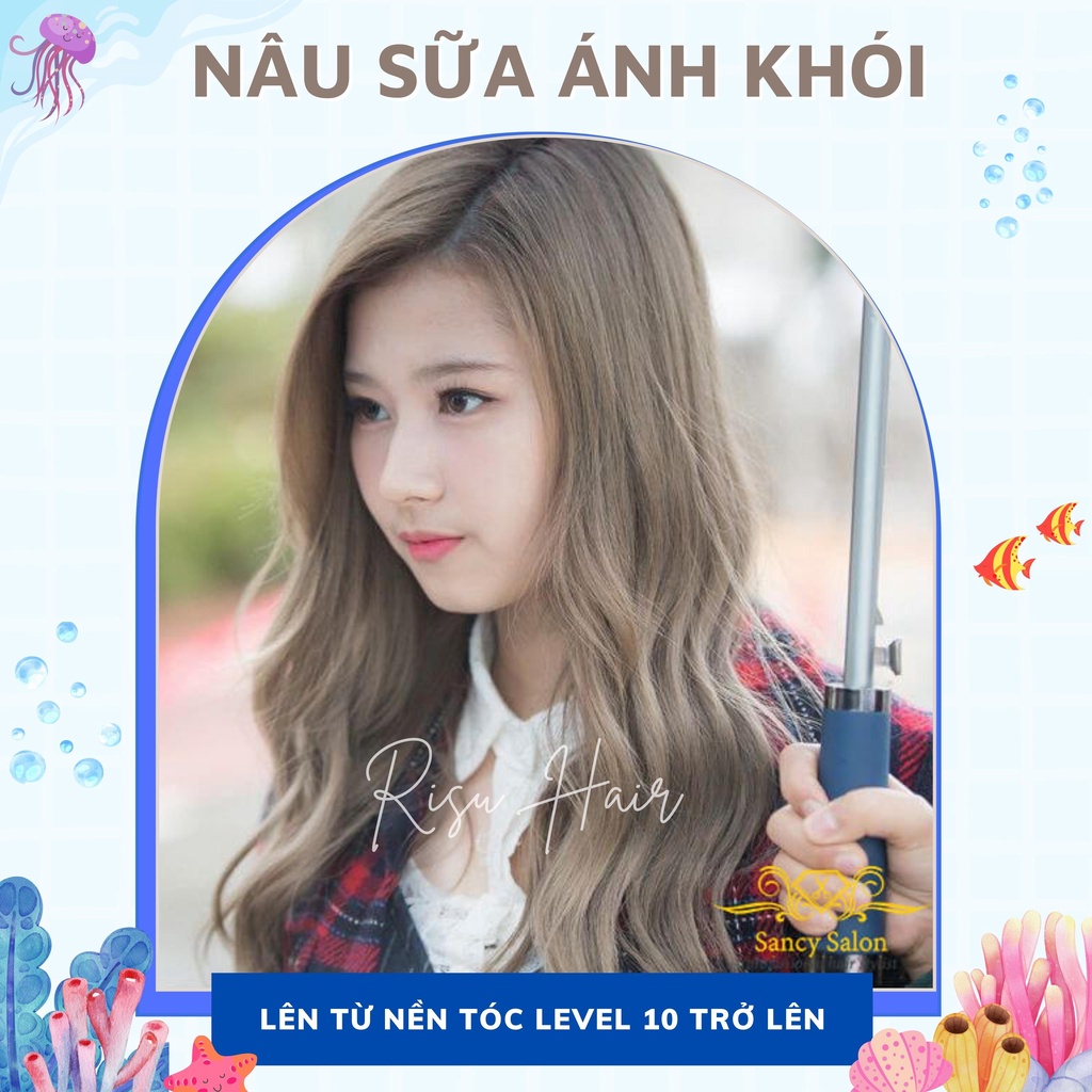 Kem Nhuộm Tóc Màu Nâu Sữa Ánh Khói - Risu Hair.