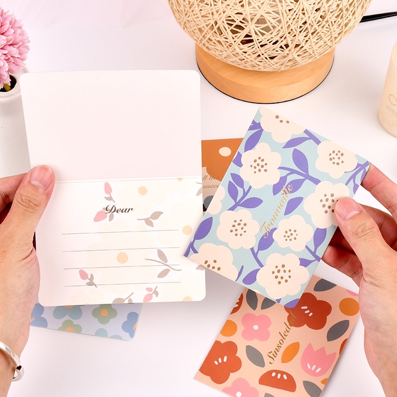 Thiệp chúc mừng, thiệp cảm ơn hình hoa siêu dày siêu đẹp kích thước 11.5*8.5cm