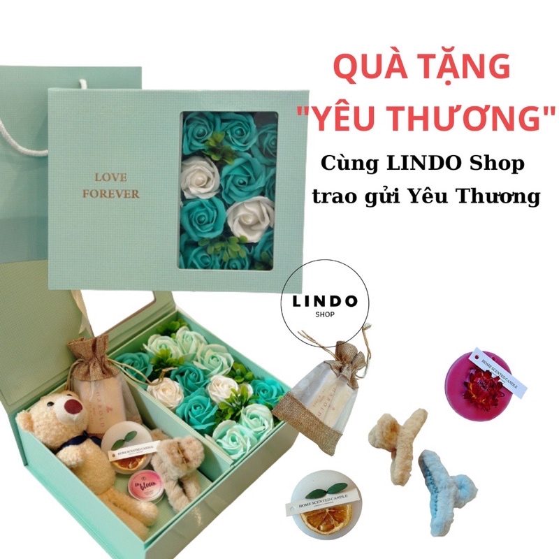 Hộp Quà tặng các dịp đặc biệt LINDO, Qùa Valentine, Quà 8/3, 20/10- Hộp quà Hoa hồng sáp và Quà tặng Ý nghĩa