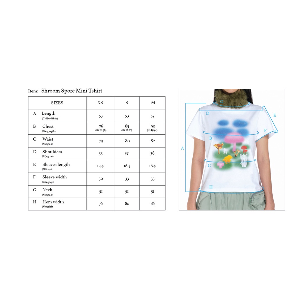 Áo mini t-shirt nấm trắng HB
