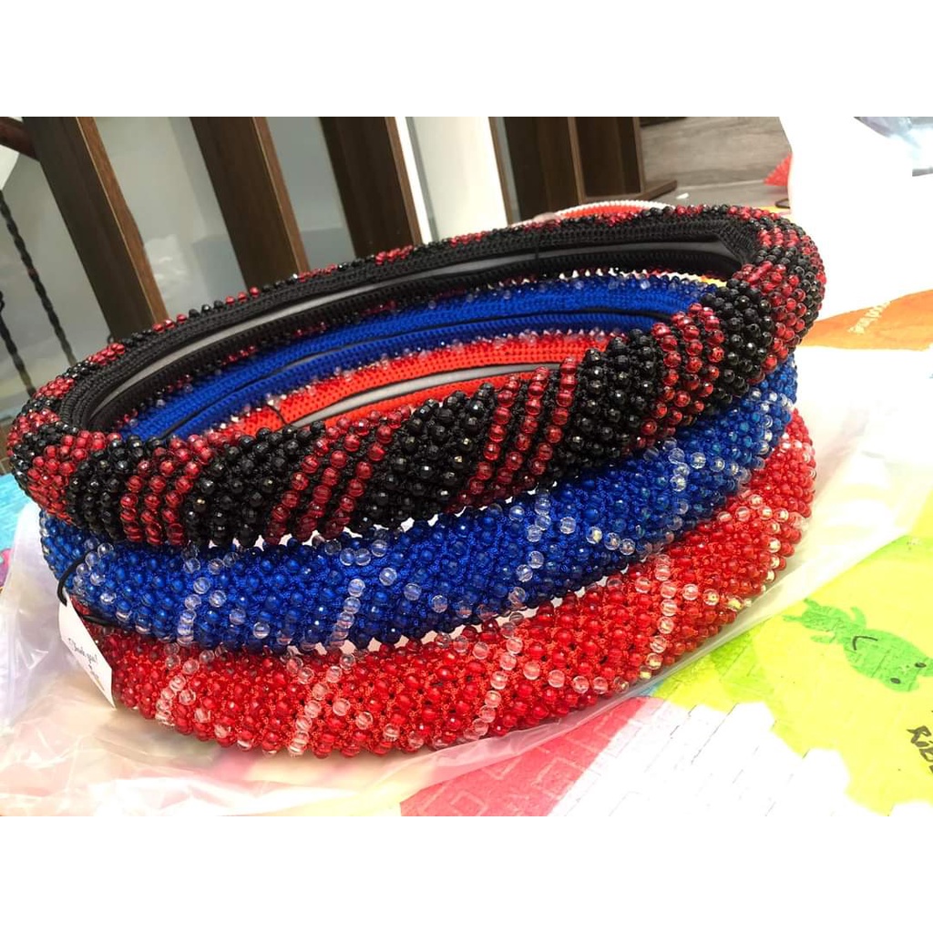 Bọc vô lăng hạt Hàn quốc đính hạt pha lê cho xe ô tô, xe tải, chống mồ hôi tay