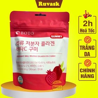 Kẹo dẻo collagen vị lựu gummy boto - kẹo collagen vitamin c dưỡng da, kẹo dẻo collagen hàn quốc gói 90g - ruvask