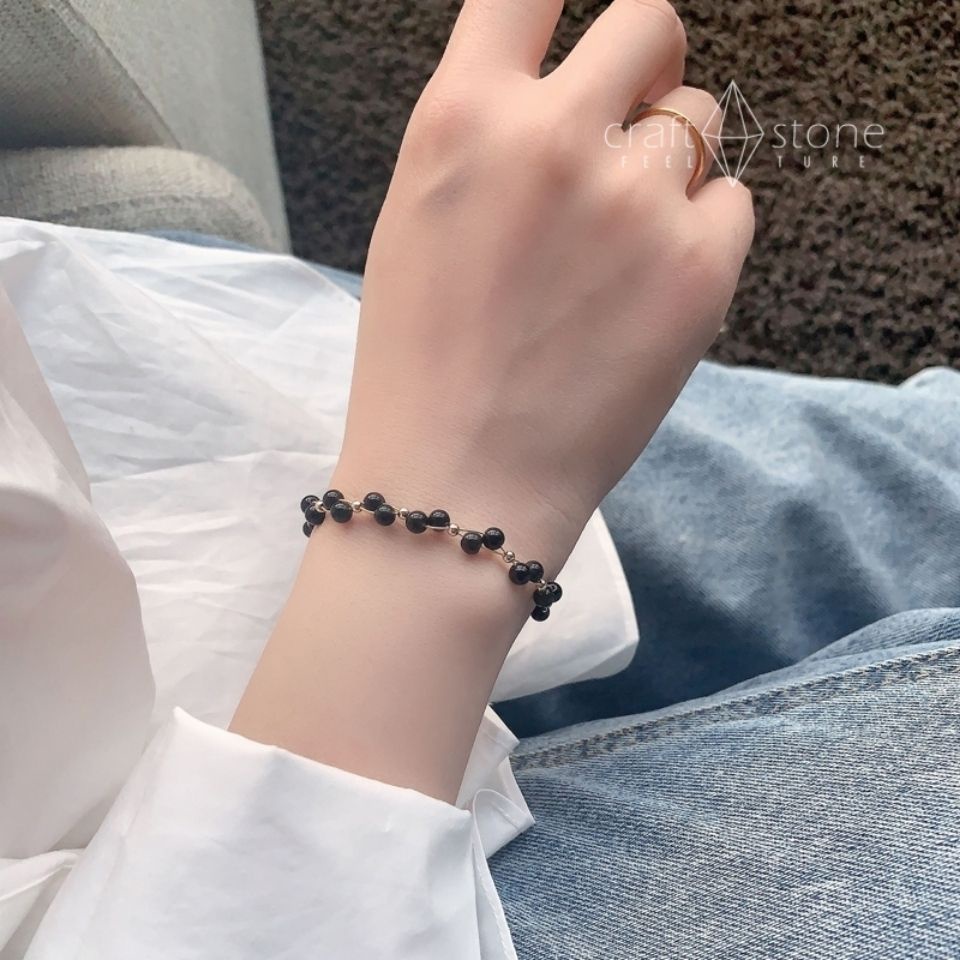Vòng Tay Chuỗi Hạt Đá obsidian Màu Xanh Làm Thủ Công Cho Cặp Đôi Nam Và Nữ Sinh