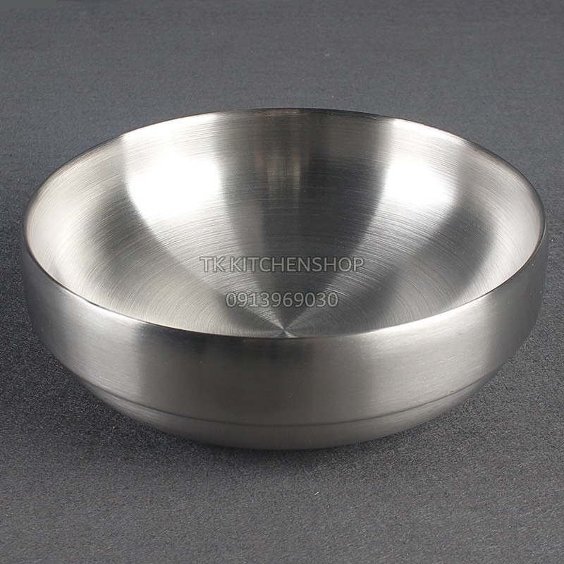 Bát mì Hàn Quốc hai lớp, chất liệu inox 304,cách nhiệt, màu trắng siêu nặng siêu bền, dùng cho mì lạnh, mì hải sản