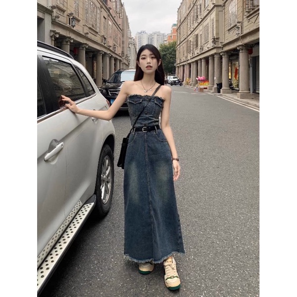 order 7-15 ngày váy quây jeans kèm belt