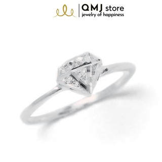 QMJ Nhẫn bạc Thiên kim 3D sang chảnh nạm đá kết hợp phay móc máy sáng - Q282