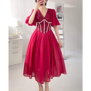 Đầm voan tay phồng dáng xòe dễ thương bigsize (thời trang bigsize vicky.g - anitagreen) NQ323