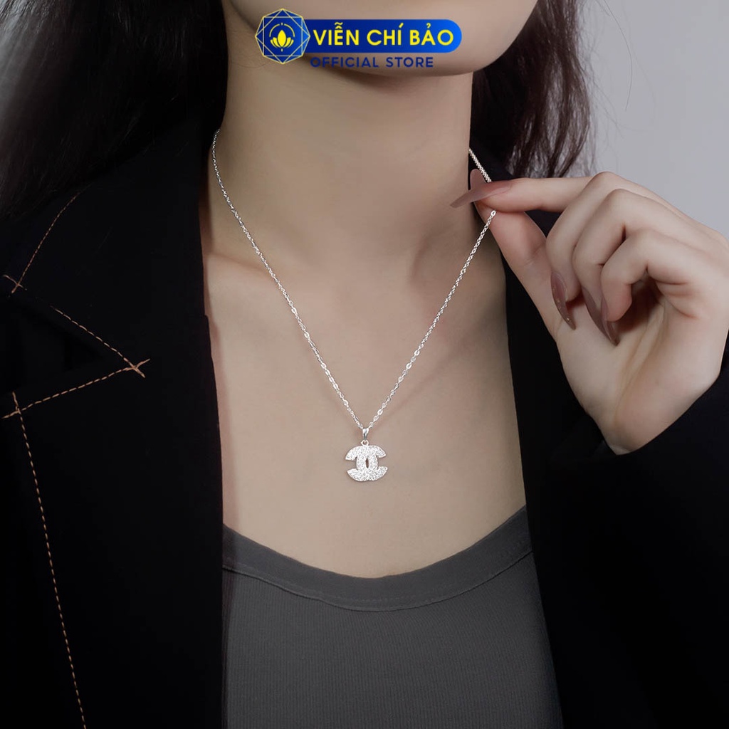 Dây chuyền bạc nữ CC đính đá chất liệu bạc S925 thời trang phụ kiện trang sức nữ Viễn Chí Bảo D400650