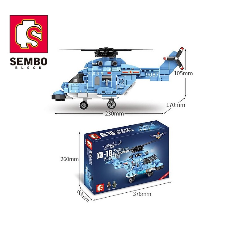 Đồ chơi lắp ráp Máy bay trực thăng Z-18 202038 mô hình tĩnh