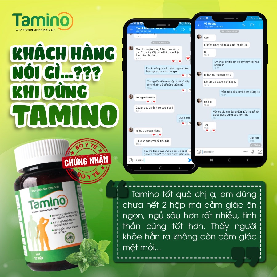 [Combo 2 hộp] Viên Uống Thảo Dược Thiên Nhiên Tăng Cân, Tăng Cơ, Không Tích Nước, Không Tác Dụng Phụ Tamino Hộp 30 Viên