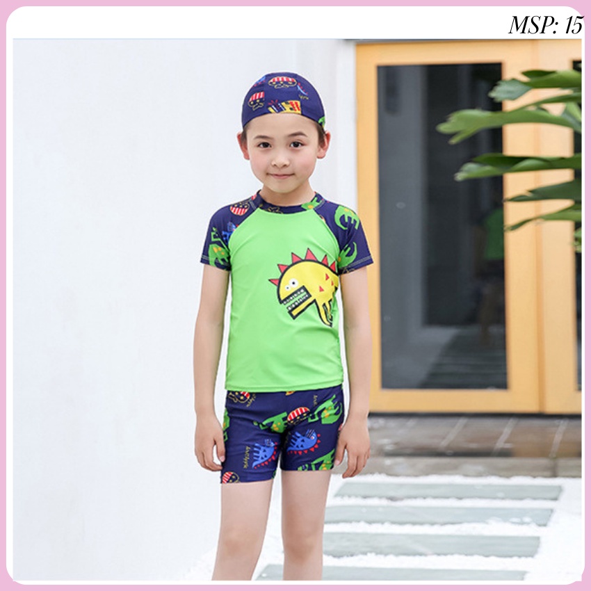Đồ bơi bé trai / Bộ đồ bơi cộc tay bé trai họa tiết khủng long size 9 - 38kg
