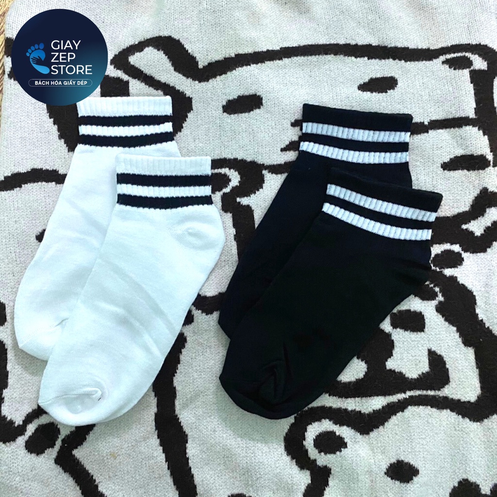 Tất Nam/Nữ Cổ Cao Kẻ Đen Trắng Trơn Kháng Khuẩn Co Giãn Tốt, Thoáng Khí, Không Hôi Chânn