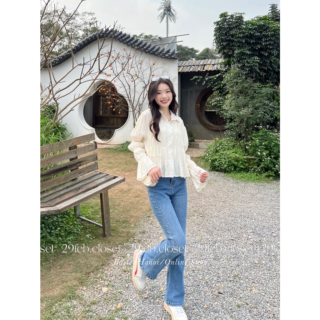 Áo sơ mi voan tơ mịn bo chun cách điệu - 29feb.closet - A216