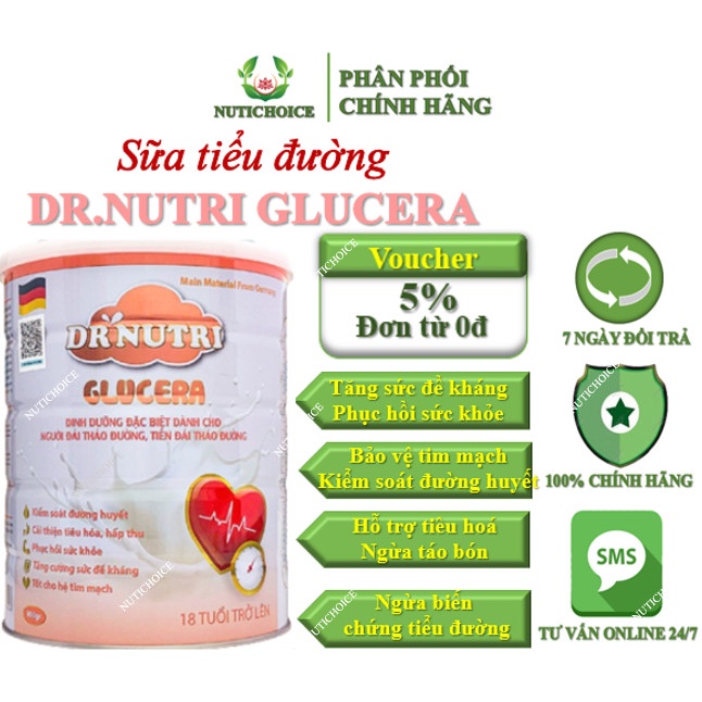 Sữa Bột Cho Người Tiểu Đường Dr. Nutri Glucera Ổn Định Đường Huyết, Ngăn Biến Chứng Tiểu Đường