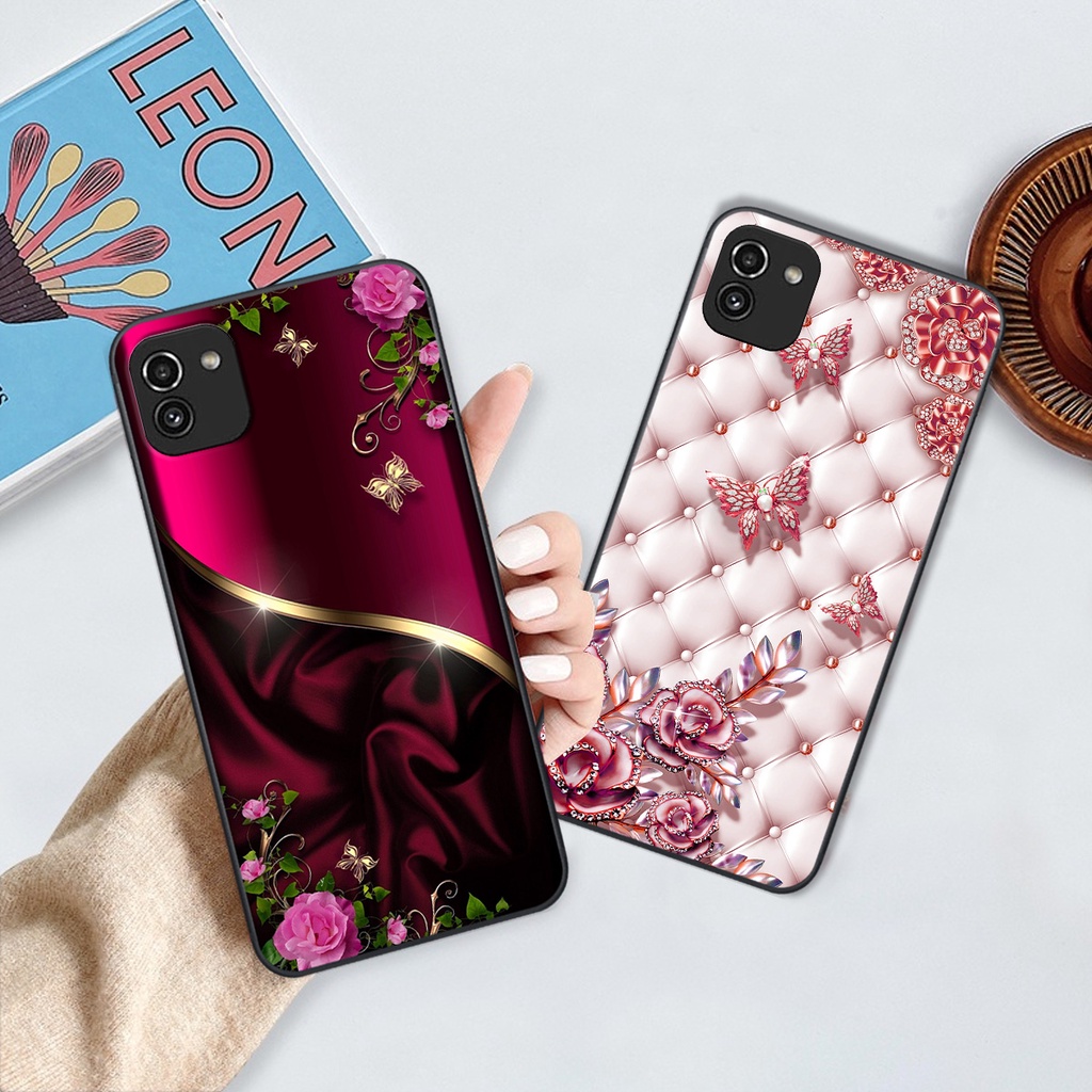 Ốp Samsung A03 in hình hoa lá họa tiết siêu đẹp, sang trọng