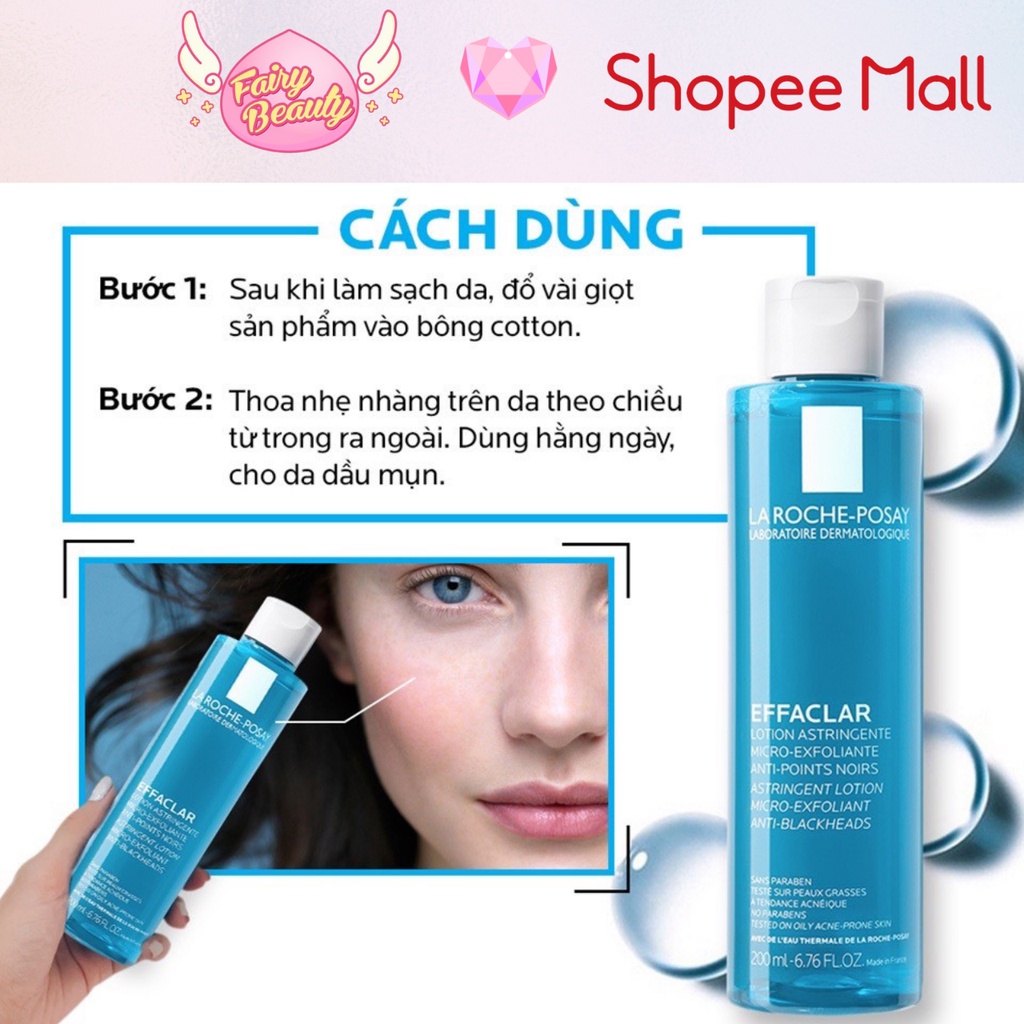 [LA ROCHE-POSAY] Toner Chứa BHA Cho Da Mụn Giúp Se Khít Lỗ Chân Lông & Kiểm Soát Dầu Effaclar Astringent Lotion 200/15ml