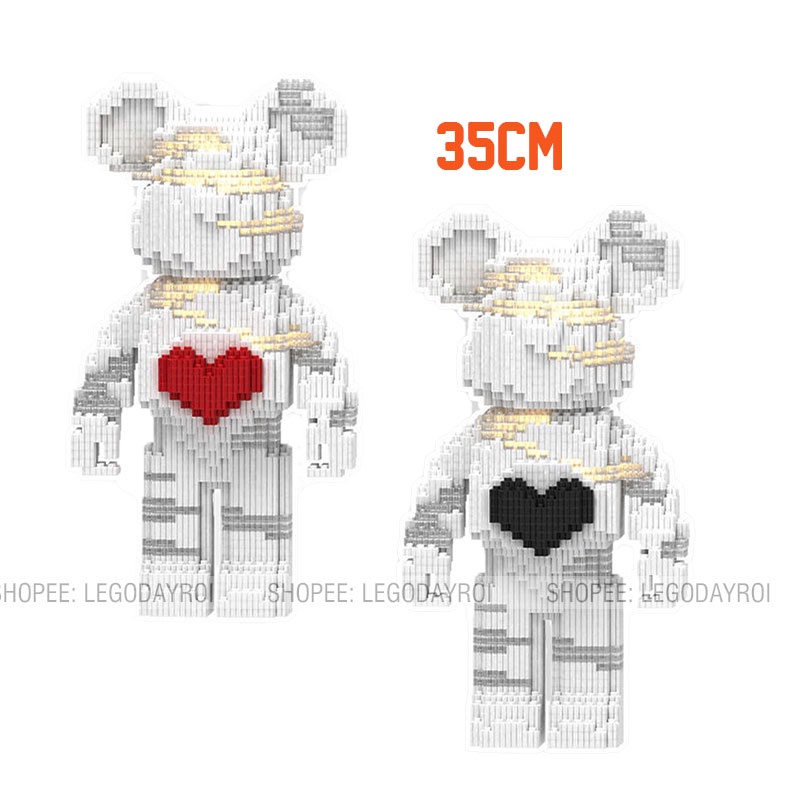 Đồ chơi Lego Gấu Bearbrick trắng, đồ chơi lắp ráp, mô hình lắp ráp Bearbrick 3D decor trang trí, quà tặng lego