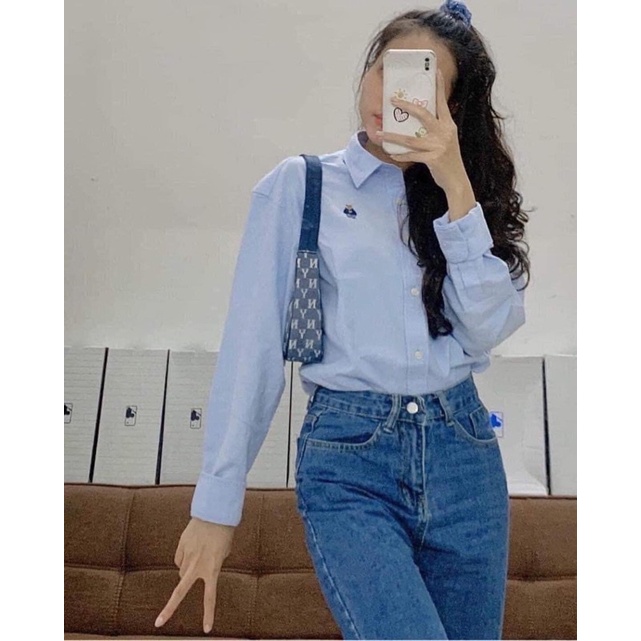 Áo sơmi gấu thêu hãng WHOAU chính hãng (S nhỏ nhất)