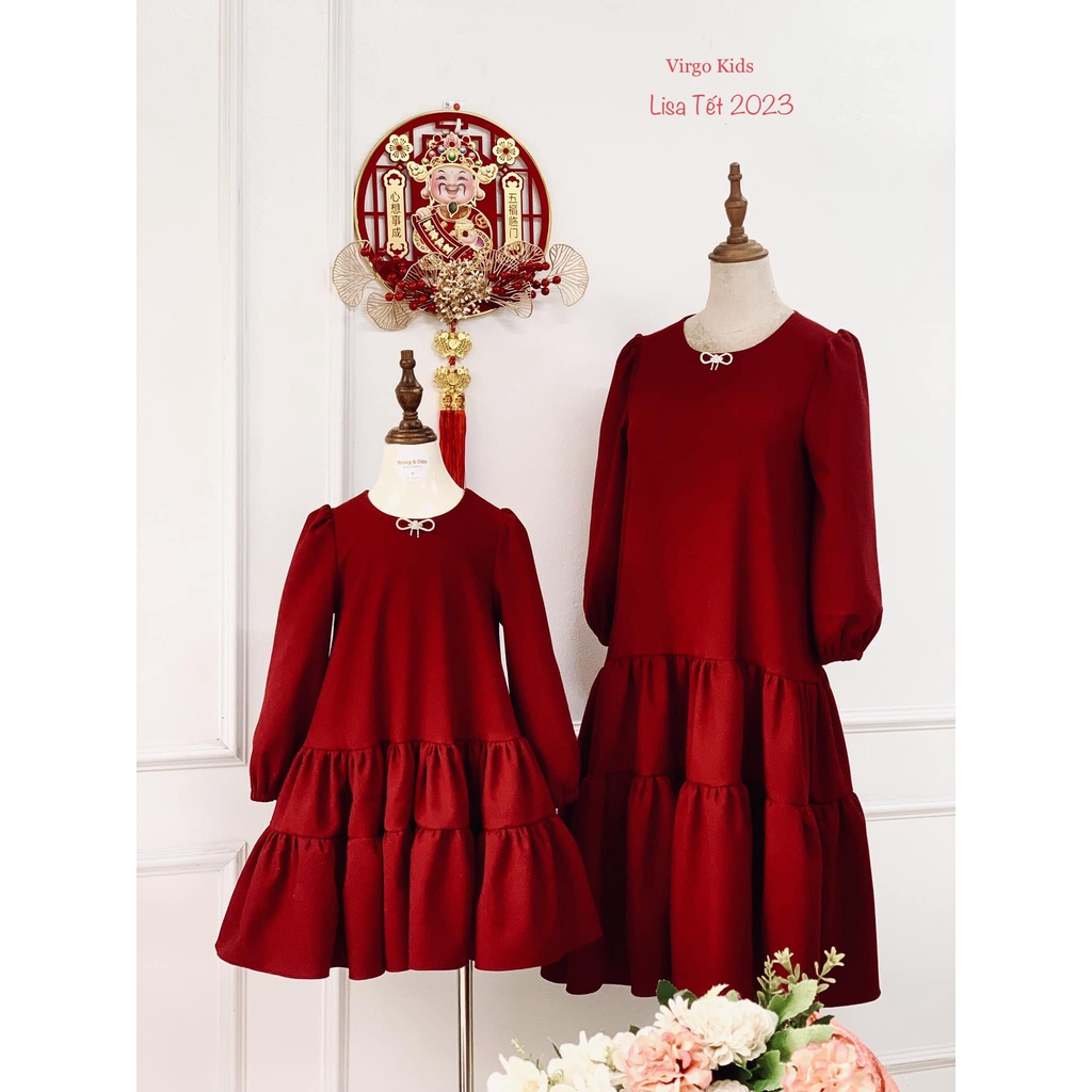 Váy Lisa dáng Babydoll Nhung Tăm cao cấp