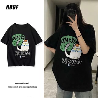 RDGF Áo Thun cotton Tay Ngắn Cổ Tròn Dáng Rộng Thời Trang Xuân Hè 2023 Mới