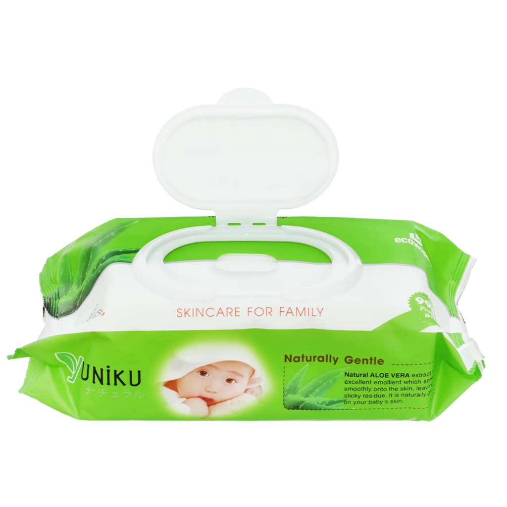 Khăn ướt nha đam không mùi,  hương trà xanh, hương hoa, hương nhài 20,90 tờ YUNIKU Nhật Bản