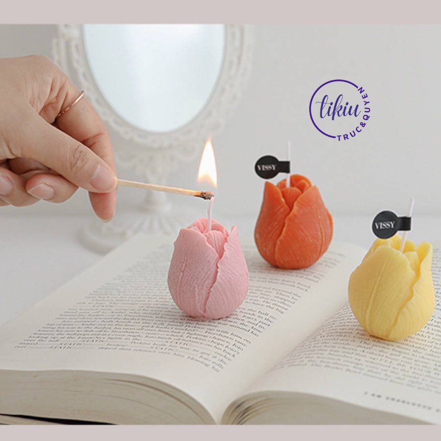 Nến Thơm Handmade TIKIU 3D HOA TULIP Trang Trí Decor Phòng, Quà Tặng Phong Cách Hàn Quốc Sáp Đậu Nành Tự Nhiên 2023