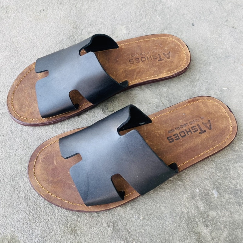 Dép Da Nam Cao Cấp Dép Nam Chữ H Da Bò Đế Caosu Cao Cấp HADA