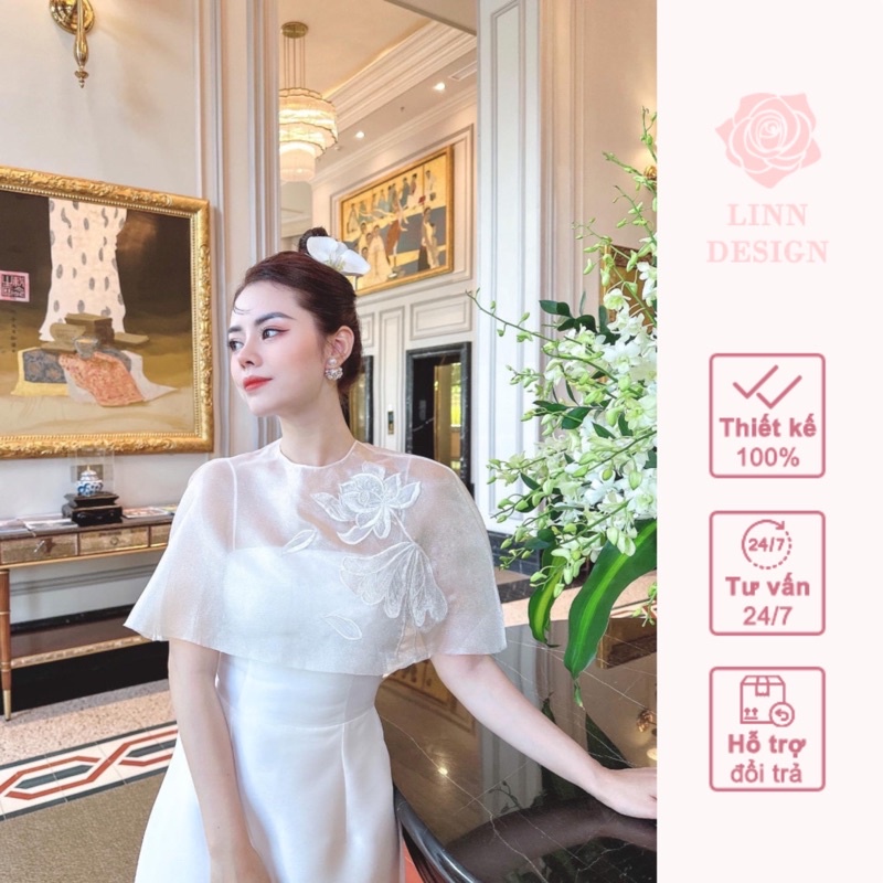 Áo dài cách tân Thiên Kim mix vạt choàng by LINN design