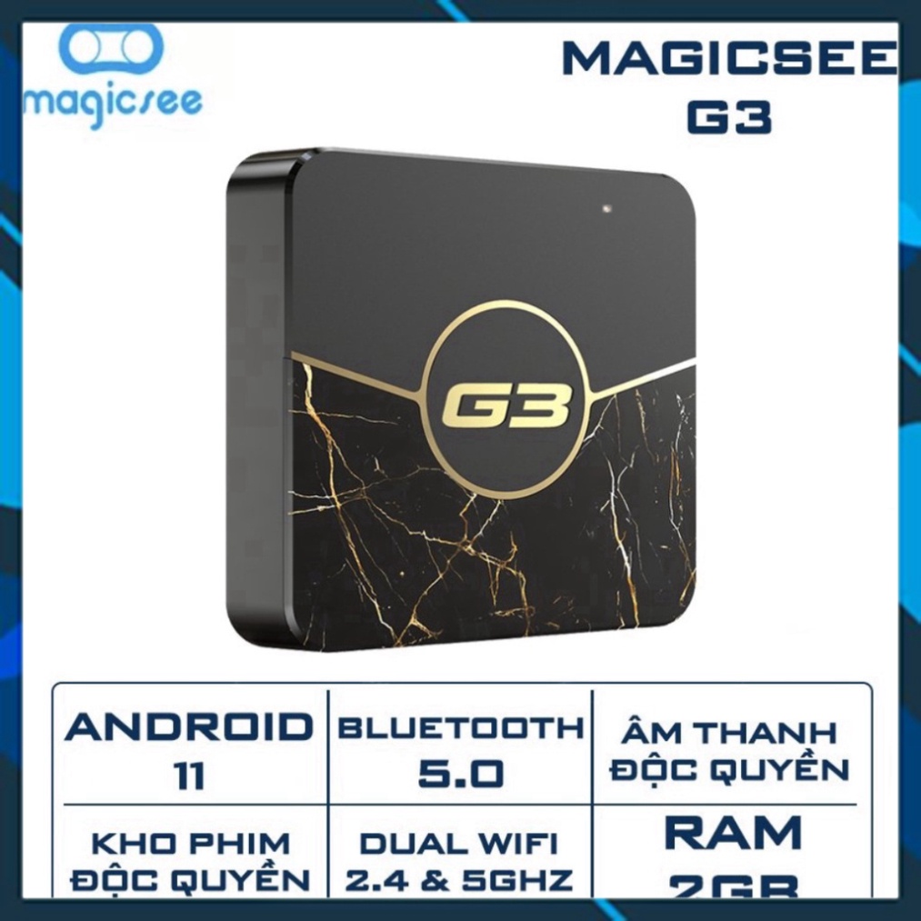 Android Tivi Box Magicsee G3 - Ram 2GB, Rom 16GB, Amlogic S905W2 - Android 11 - Bảo hành 1 năm - Big sale