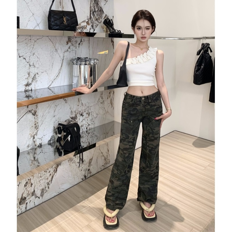 Áo lửng hai dây LANJIEXI dệt kim eo cao gợi cảm cho nữ