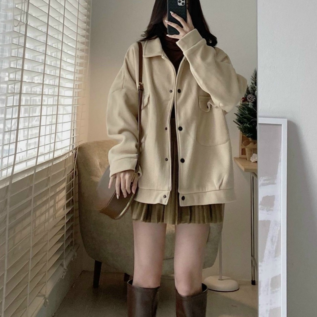 Áo Khoác Da Lộn Nữ Phối 2 Túi Thời Trang _ Lót Dù 2 Lớp Cao Cấp Mẫu Hot