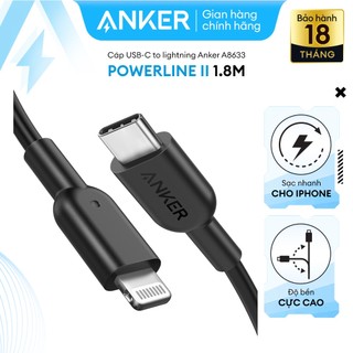Cáp sạc ANKER PowerLine II Lightning to USB-C dài 1.8m - A8633