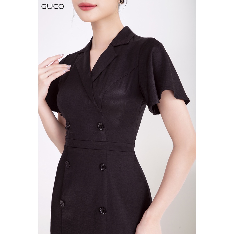 Đầm body cổ vest tay tiên 3852 GUCO Đen