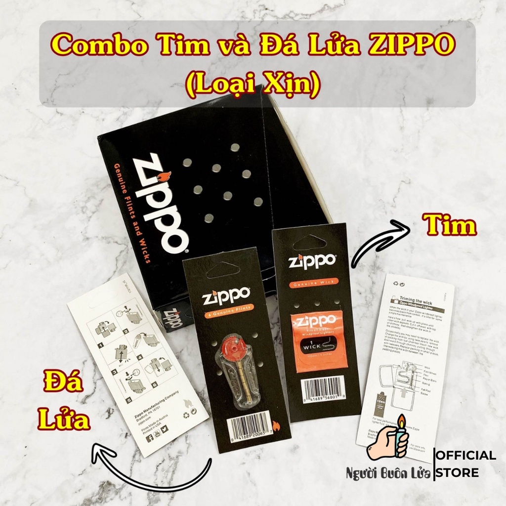 Đá bấc Zippo Mỹ - Combo tim và đá lửa thay Zippo Chính Hãng