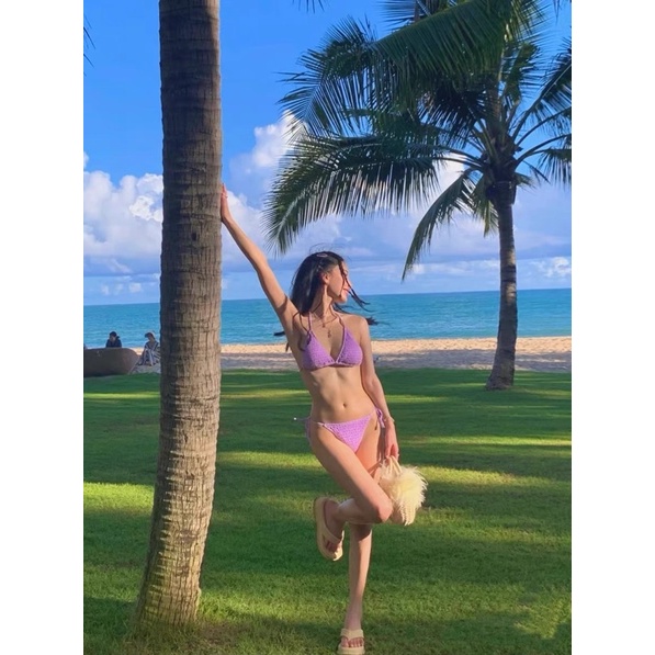 Bikini thun xoắn tam giác basic buộc dây 2M0085