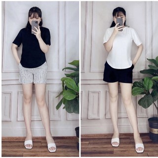 Quần Short Kaki Thun Nữ Basic Trơn Co Dãn Thời Trang Nhiều Màu
