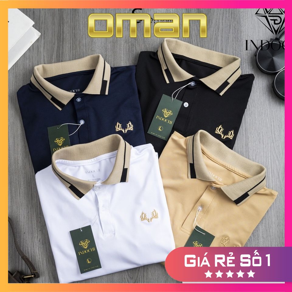 Áo polo cotton cá sấu thêu sừng hươu cao cấp, Áo polo co dãn 4 chiều thoáng mát AT11 - OMAN