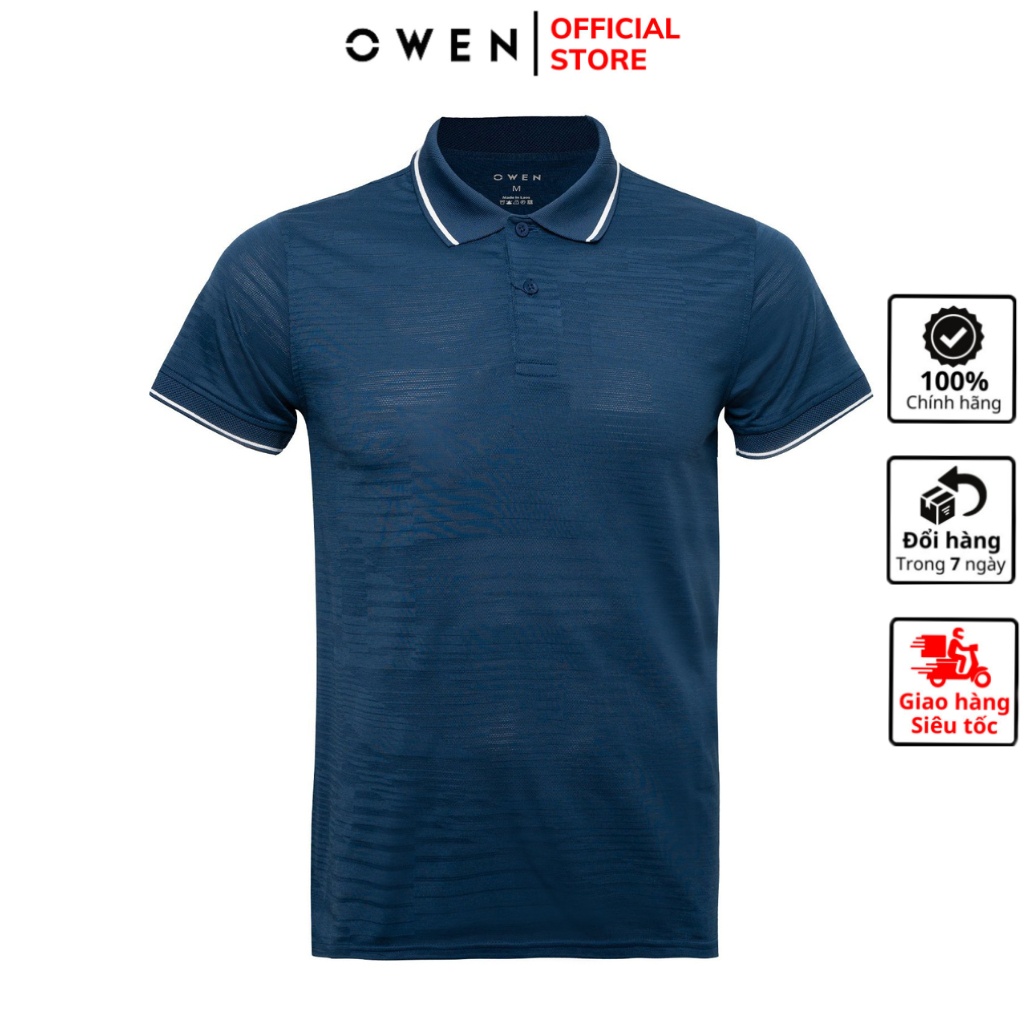 Áo thun nam có cổ bẻ polo OWEN APT231211 phông ngắn tay hàng hiệu cao cấp dáng body fit màu xanh tím vải cotton mềm mát