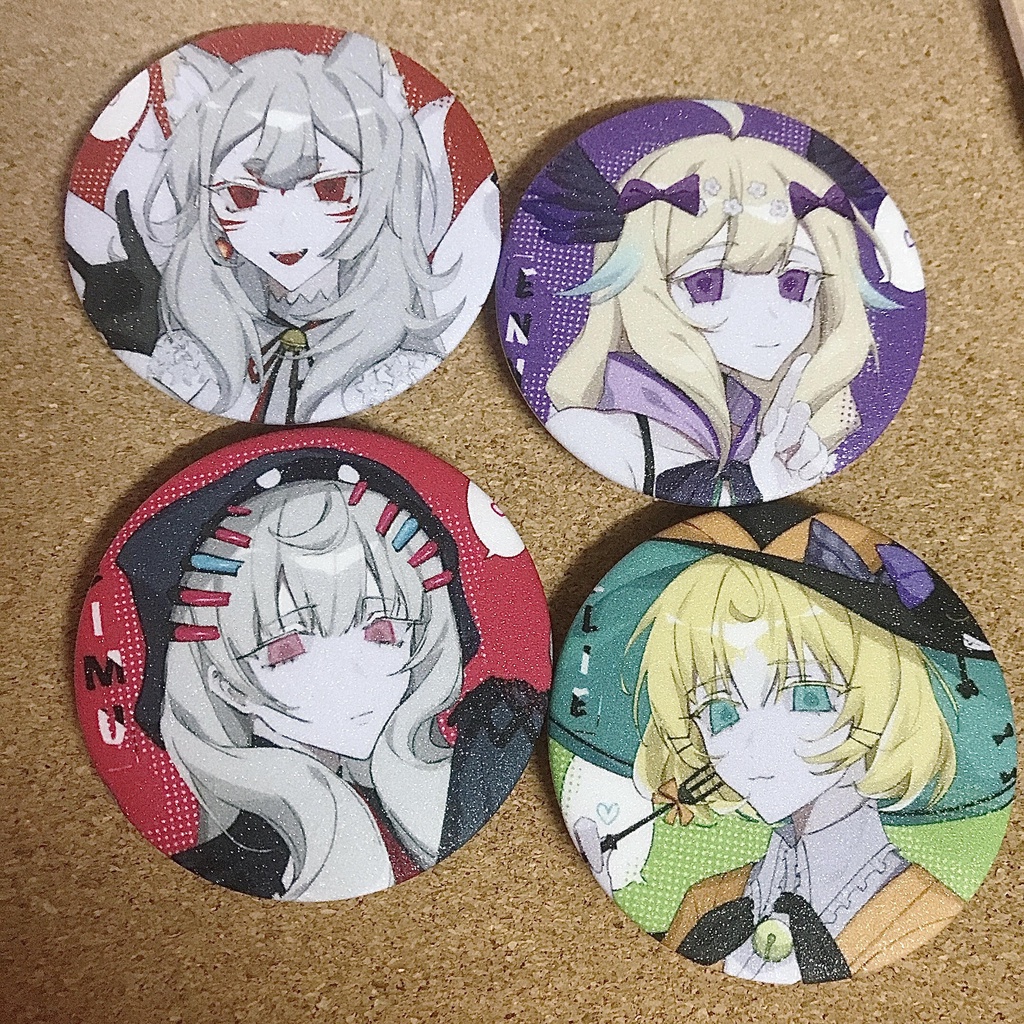 Huy hiệu cán kim tuyến Vtuber Nina & Enna & Millie & Reimu