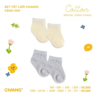 Set 2 đôi tất lưới vàng và ghi Chaang