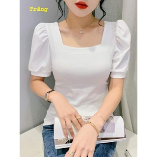 Áo sơ mi trung niên nữ ht official,áo nữ kiểu cổ vuông tay lỡ bồng trẻ trung sang trọng