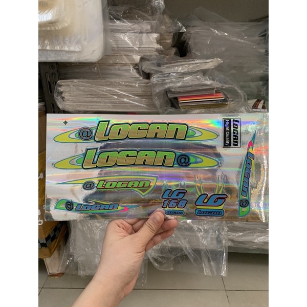 Bộ tem xe đạp Logan chữ xanh dạ Quang hàng nhập Thái Lan chất lượng cao dành trang trí riêng cho dòn