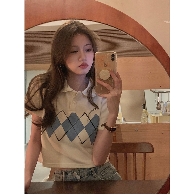 Áo thun croptop ZHELIHANGFEI phong cách cổ điển gợi cảm cho nữ