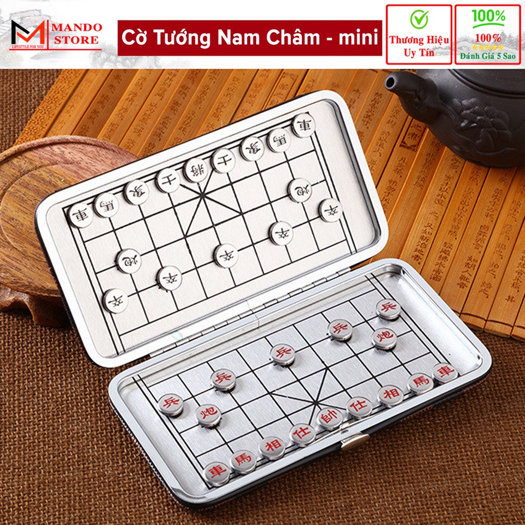 Bộ Cờ Tướng Nam Châm mini Nhỏ Gọn Siêu Bền Bọc Da Thép Không Gỉ Cao Cấp Hãng Amalife