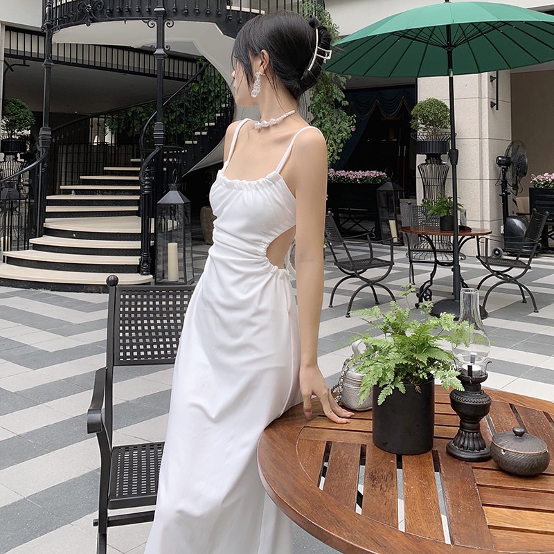 Váy 2 dây - Đầm maxi đi biển 2 Lớp Có Mút Ngực, Chất umi lạnh Quảng Châu thiết kế hở lưng cho hè 2023 Kim Anh Fashion345