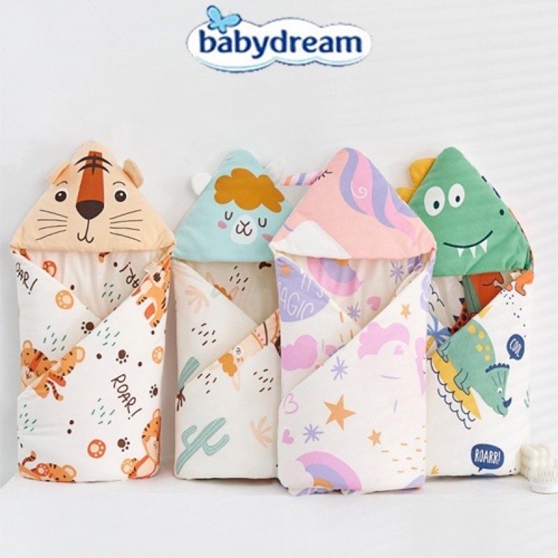 Ủ trần bông cho bé sơ sinh hoạ tiết khủng long ngộ nghĩnh