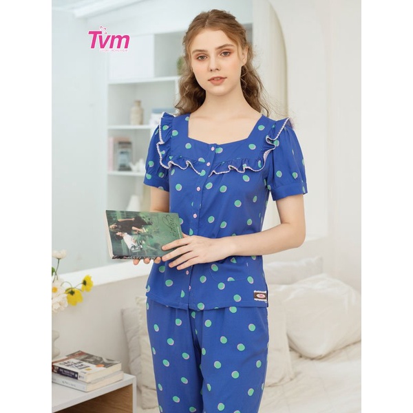 Bộ dài nữ ngắn tay B583 Tvm Luxury Homewear, chất liệu rayon(tole)