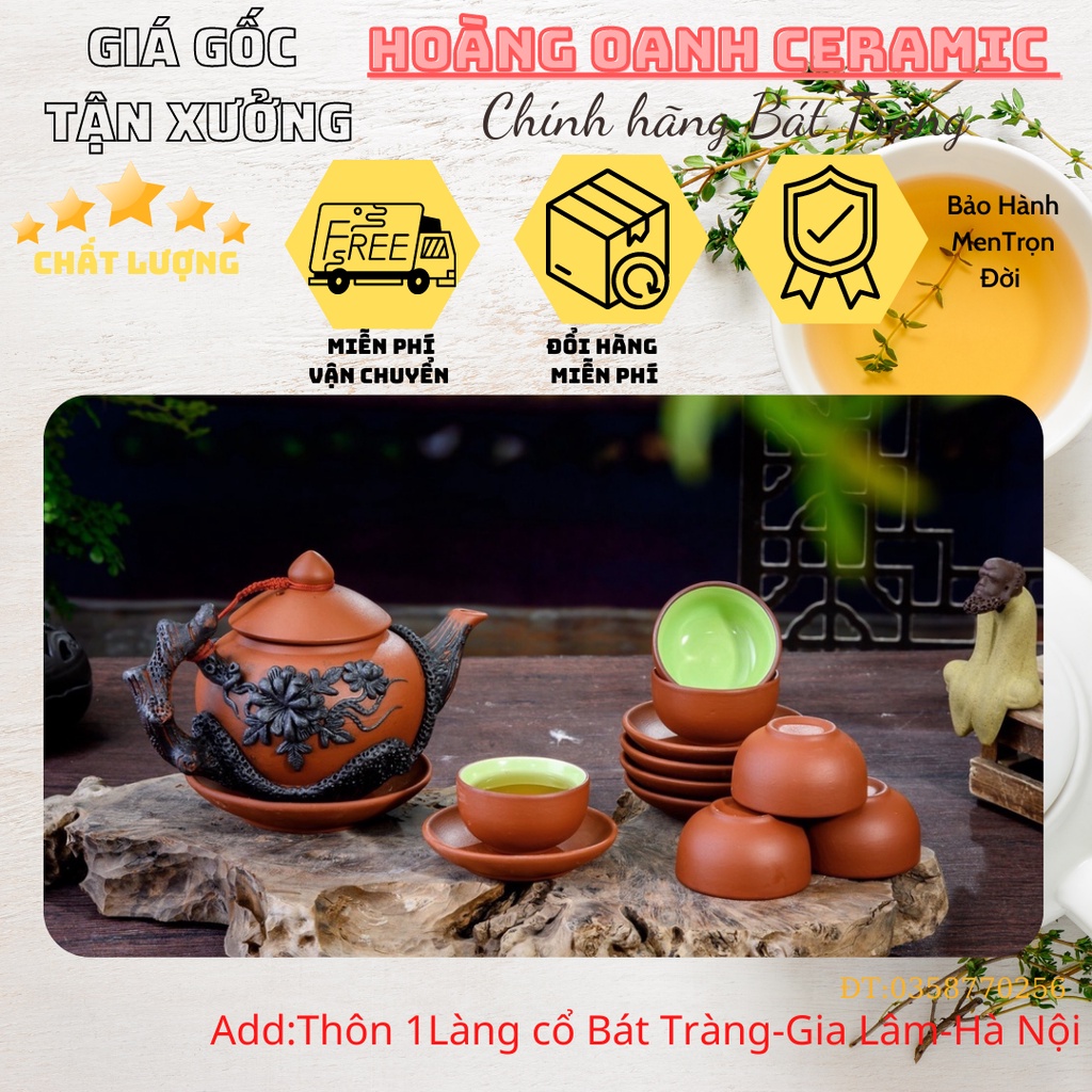 (TỔNG HƠP)Ấm chén Tử sa Bát Tràng-đất nung đỏ,hàng chuẩn,giá nhà lò.Bộ đắp hoa phù dung