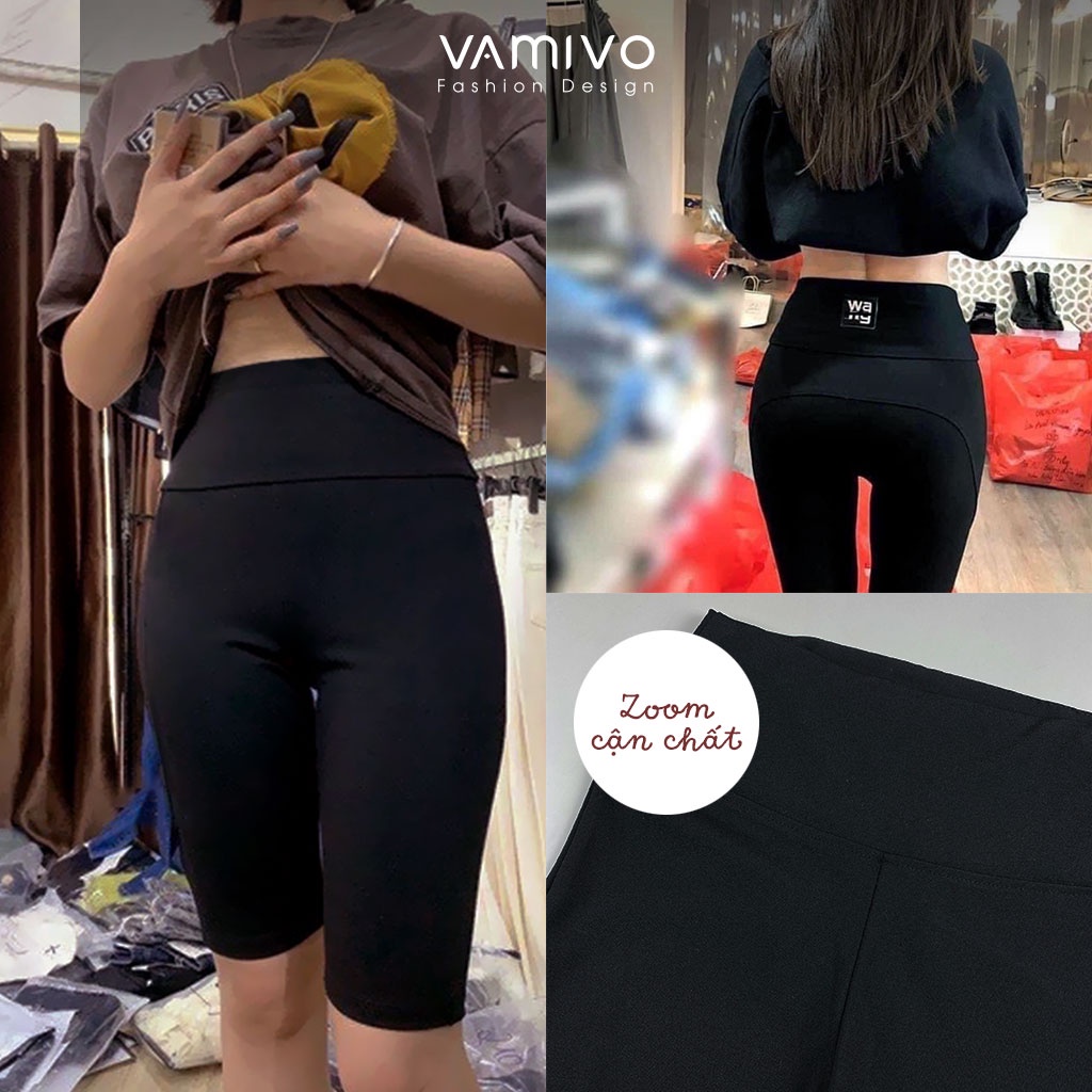 Quần legging ngố nữ Wang umi cạp cao, quần ngố cạp cao gen bụng co giãn ôm bó, vải đanh dày dặn Vamivo