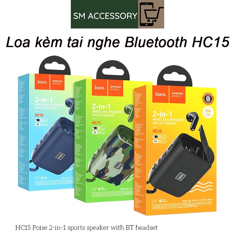 Loa + Tai Nghe Bluetooth HC15 2-in-1, Bền Đẹp, Pin Trâu, Kết Nối Ổn Định, Nhỏ Gọn